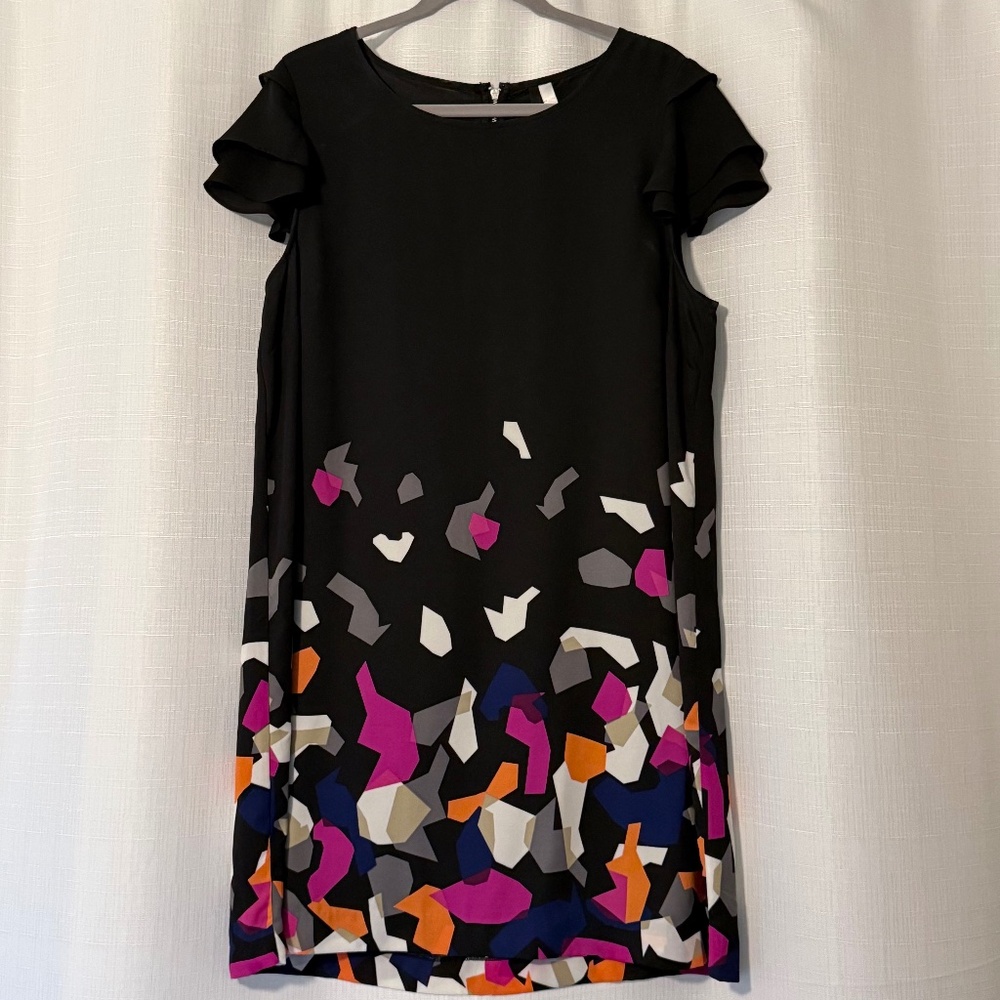 kensie black/geometric print dress
